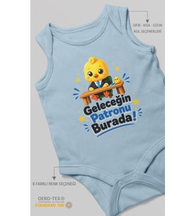 Geleceğin Patronu Burada Sıfır Kol Bebek Zıbını %100 Pamuk