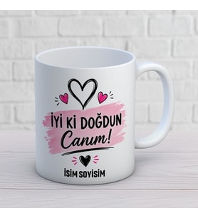 Kişiye Özel İyi Ki Doğdun Canım Baskılı Kupa – İsim Soyisim Yazılı Romantik Doğum Günü Hediyesi