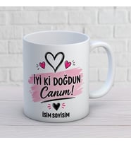 Kişiye Özel İyi Ki Doğdun Canım Baskılı Kupa – İsim Soyisim Yazılı Romantik Doğum Günü Hediyesi