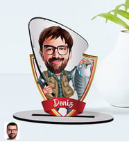 BK Gift Kişiye Özel İsimli Erkek Balıkçı Karikatürlü Ahşap Biblo Model-1