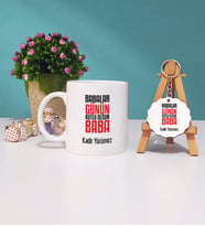 Babalar Günü Hediyesi -2- Kupa Bardak ve Ahşap Anahtarlık Hediye Seti