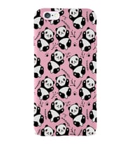 Apple iPhone 6 Plus Uyumlu Lansman Kılıf Panda Tasarımlı İçi Kadife Kapak-Pembe (Şeffaf)