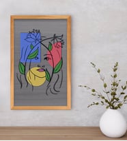 BK Home Woman Line Dekoratif Retro Ahşap Tablo-5