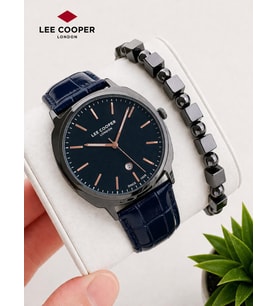Lee Cooper Erkek Kol Saati 50 Mt Suya Dayanıklı Deri Kordon Bileklik Hediyeli VS.BLKT.0983