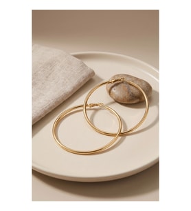 Mey İthalat® 316L Çelik Gold Renk 56 mm Halka Küpe