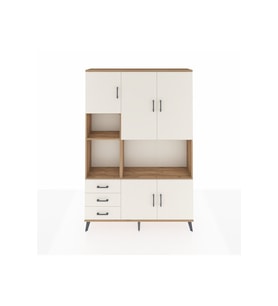 Arges Gardrop 9 Raflı 3 Çekmeceli 5 Kapaklı 132x30x195 Çam-Aytaşı