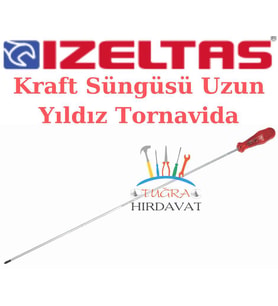 İzeltaş Süngüsü Uzun Yıldız Uçlu Tornavida 4.5x300 Ph1 Kraft Seri