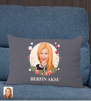 BK Gift Kişiye Özel Anneler Günü Karikatürlü Premium Kumaş Antrasit Dikdörtgen Kırlent Yastık, Anneler Günü Hediyesi, Ev Dekorasyonu-1