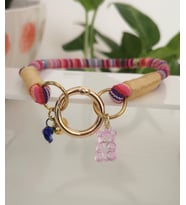 Büyük Kedi Köpek Boyun Tasması Bohem Kedi Kolyesi Yaylı Kilit 25cm - Açık mavi (Pembe)