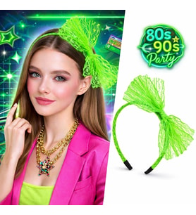 80’ler 90’lar Neon Yeşil Dantel Taç Fiyonklu
