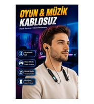 Bluetooth 5.1 Kablosuz Kulaklık – Düşük Gecikmeli Oyun ve Müzik Modlu