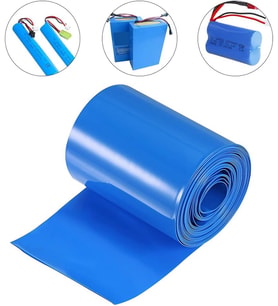 PVC Isı Büzülme Borusu, Mavi, 75 mm Çap, 3 Metre, Pil Yalıtımı için, 18650 Pil Kablo Kılıfı