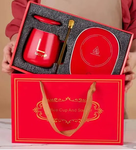 Kişiye Özel Royal Consept Isıtıcılı Dokunmatik Lucky Kupa Bardak Seti Premium Kutusunda (Kırmızı)