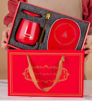 Kişiye Özel Royal Consept Isıtıcılı Dokunmatik Lucky Kupa Bardak Seti Premium Kutusunda (Kırmızı)