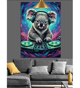 Dj Koala Parti Dekoratif Kanvas - Mdf Ahşap Tablo