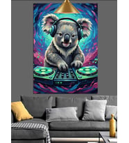 Dj Koala Parti Dekoratif Kanvas - Mdf Ahşap Tablo