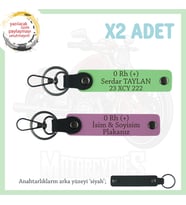 Hız Tutkunlarına Özel, İsim Plaka ve 0 Rh (+) Kan Grubu Yazılı Deri x2 Anahtarlık, Pembe-F Yeşil-Syh (Çok Renkli)