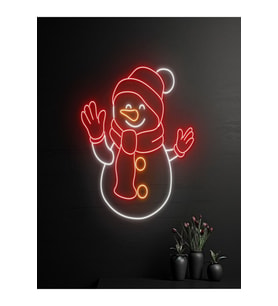 Kardan Adam Figürlü Yılbaşı Temalı Neon Tabela
