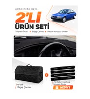 e-biz TOYOTA Carina E T190 AIRBAGLI (1992-1997) Uyumlu Torpido Örtüsü + Deri Çanta - Siyah - TO010