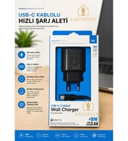 Kalemhane USB-C Kablolu 18W Hızlı Şarj Aleti 1 metre USB-C kablo