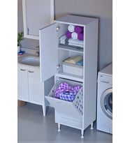 Eliusta Miretta Üst Bölme Kapaklı Altı Kirli Sepetli Dolap 35 cm Genişlik Beyaz 35x138x32,5 cm Dolap