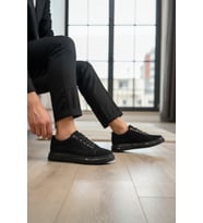 Enoch Hakiki Deri Günlük Bağcıklı Erkek Ayakkabı Jel Görünümlü Taban Sneaker