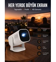 Akıllı Projeksiyon Powerbankli Taşınabilir Sinema Projektörü 4k HD Kaliteli Yeni Nesil