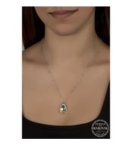 Crystal TaşlıDamla Top  Zincir 925 Ayar Gümüş Kolye