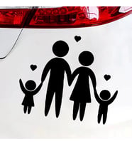 Aile Baba Anne Kız ve Erkek Çocuk Sticker 23CM Siyah Renk