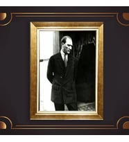 Altın Varaklı Çerçeveli Paspartulu Atatürk Tablo TR0646 (Gold)