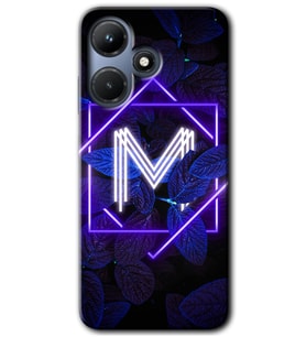 İnfinix Hot 30i Kılıf HD Desen Baskılı Kılıf - Dark Neon Yaprak M Harfi