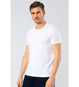 Cacharel Erkek Bisiklet Yaka Likralı T-shirt Beyaz