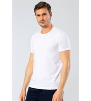 Cacharel Erkek Bisiklet Yaka Likralı T-shirt Beyaz
