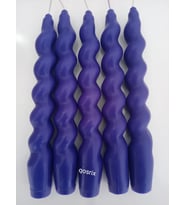 qosrix 5'li Mor Italyan Burgulu Şamdan Soya Mumu Doğal Kokulu Uzun Çubuk Konik Burgu Spiral Mum Dekoratif