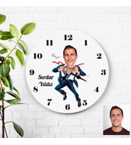 Karikatürlü Süper Patron Kişiye Özel Duvar Saati