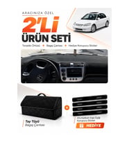 e-biz HONDA CİVİC VTEC2 (2002-2005) Uyumlu Torpido Örtüsü + Tay Tüyü Bagaj Çantası - Siyah - HO009
