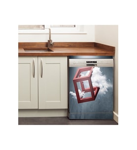 Bulaşık Makinası & Beyaz Eşya Yapışkanlı Folyo Kaplama Sticker (75X75CM) - Bulaşık Makinesi
