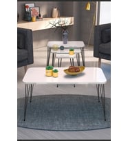 Zigon Sehpa Kr Ve Orta Sehpa Kr Set Siyah Ayak Krem Tel 1100
