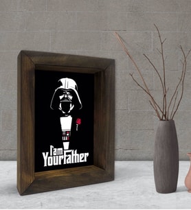 BK Gift Baba Godfather Tasarımlı Dekoratif Doğal Masif Ahşap Çerçeve 15x20cm-23 (Beyaz)