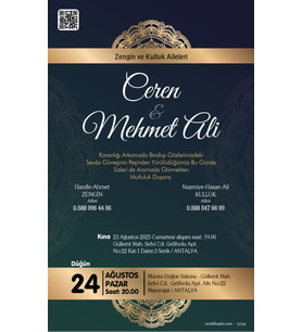 Nikah Düğün Nişan Kına Davetiyesi Beyaz Zarflı 5034 Kodlu
