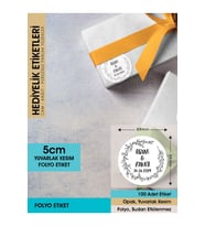 Çelenk Çiçek Motifli Etiket Modeli Ürünlerinize Özel 5 Cm - 100 Adet Folyo Sticker