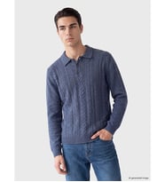 LC WAIKIKI Mavi Polo Yaka Desenli Erkek Triko Kazak