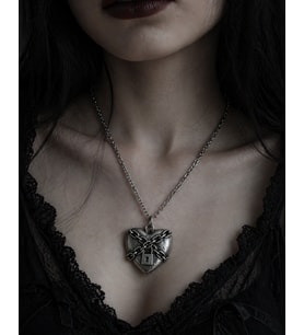 Gotik Kalp Kilit Zincir Detaylı Kolye Unisex Metal Tasarım