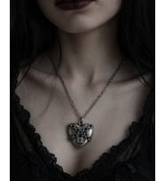 Gotik Kalp Kilit Zincir Detaylı Kolye Unisex Metal Tasarım