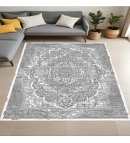 Rovigo Home Dijital Baskı Yıkanabilir Kaymaz Taban Salon Halısı Ve Yolluk RV108-FNL414 (Gri)