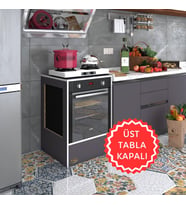 Kenzlife ankastre modülü kabini kalsiyum3 gri fırın ocak dolabı sabit tabla
