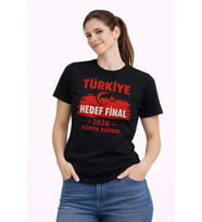 TÜRKİYE Baskılı Tişört Ay Yıldız 2026 Dünya Kupası Taraftar Forma T-Shirt - Siyah