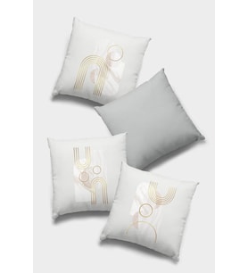 Gri Modern Desenli Çift Taraf 4'lü Set Kırlent Kılıfı 4KR057