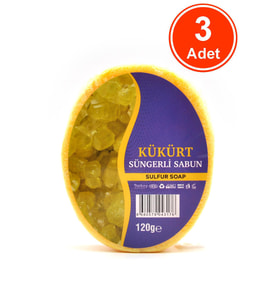 Kükürt Özlü Süngerli Sabun Banyo Duş Sabunu 120 G x 3 Adet