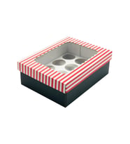 22x30x10 Pencere Kapaklı 12'li CupCake Kutusu (10 Adet)